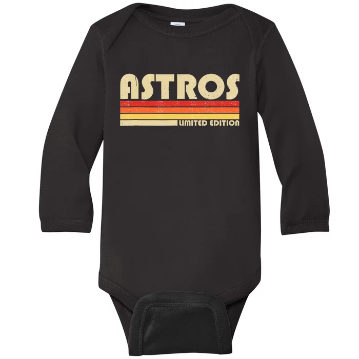 Astros Name Personalized Vintage Retro Gift Baby Long Sleeve Bodysuit