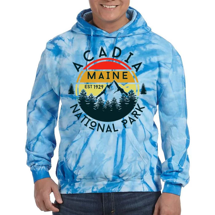 Acadia National Park Maine Mountains Nature Hiking Retro Tie Dye Hoodie