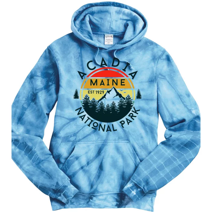 Acadia National Park Maine Mountains Nature Hiking Retro Tie Dye Hoodie