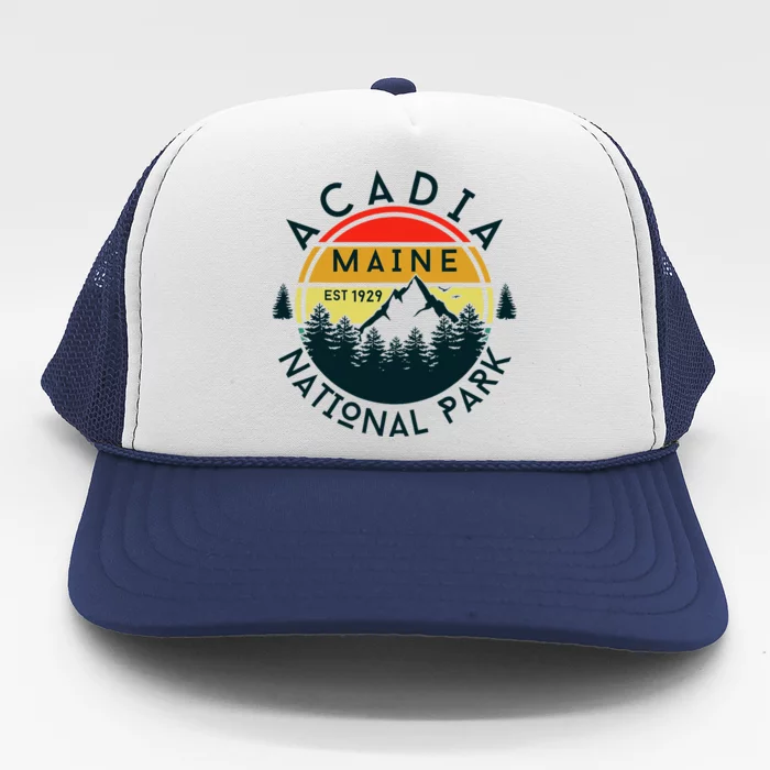 Acadia National Park Maine Mountains Nature Hiking Retro Trucker Hat