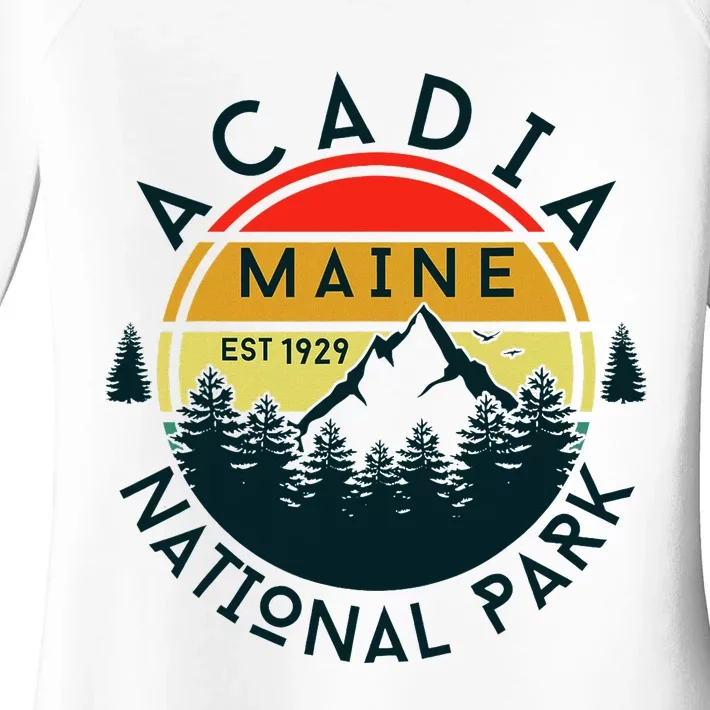 Acadia National Park Maine Mountains Nature Hiking Retro Women's Perfect Tri Tunic Long Sleeve Shirt