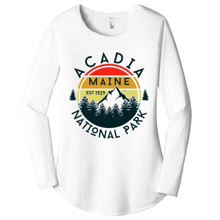 Acadia National Park Maine Mountains Nature Hiking Retro Women's Perfect Tri Tunic Long Sleeve Shirt