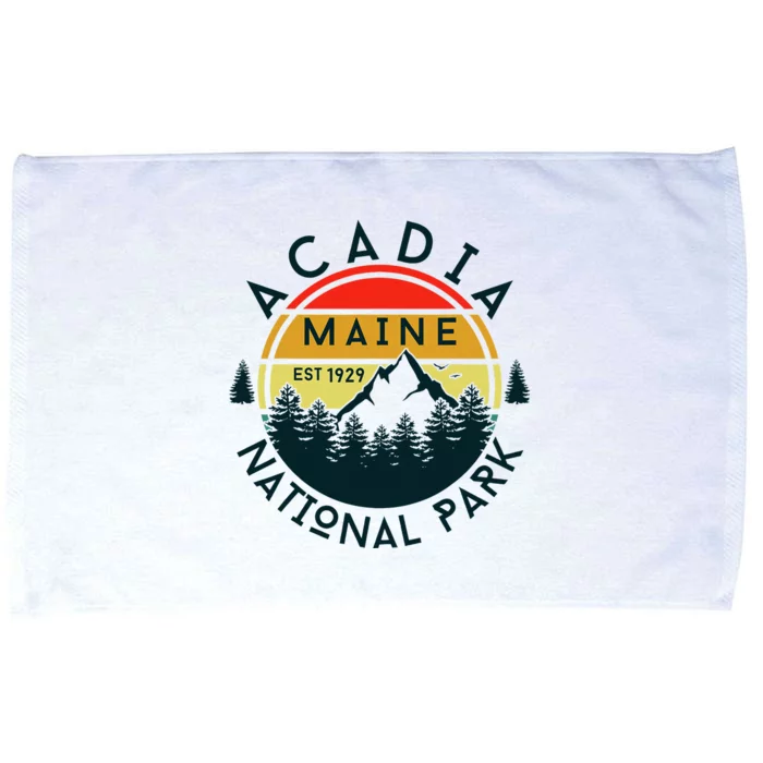 Acadia National Park Maine Mountains Nature Hiking Retro Microfiber Hand Towel