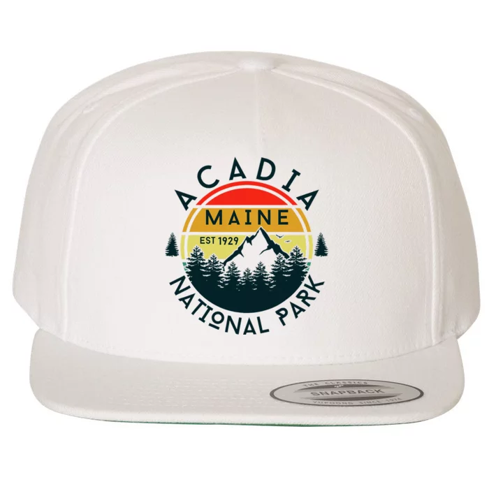 Acadia National Park Maine Mountains Nature Hiking Retro Wool Snapback Cap