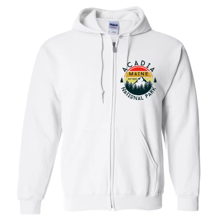 Acadia National Park Maine Mountains Nature Hiking Retro Full Zip Hoodie