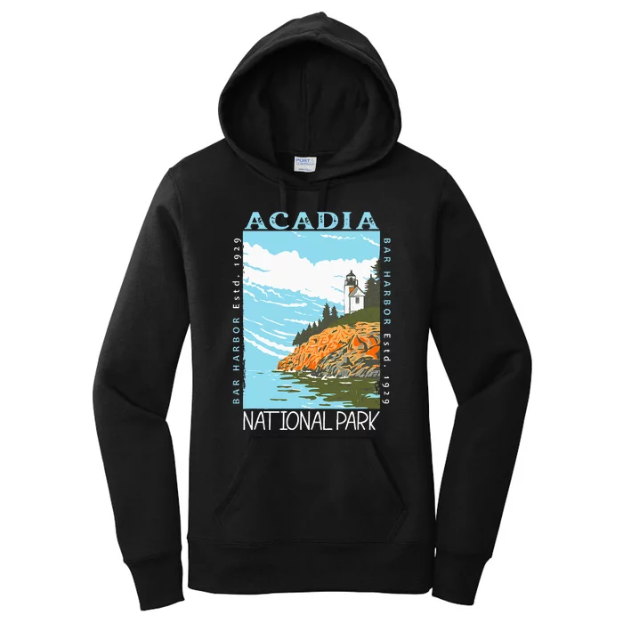 Acadia National Park Bar Harbor Maine Vintage Women's Pullover Hoodie