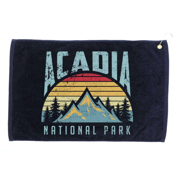 Acadia National Park Maine Mountains Retro Gift Grommeted Golf Towel