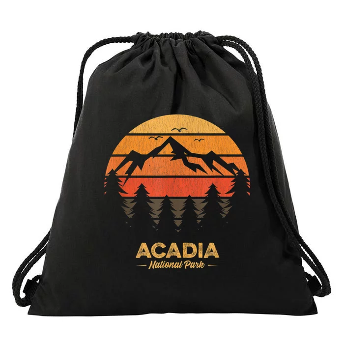 Acadia National Park Retro Vintage Souvenir Drawstring Bag