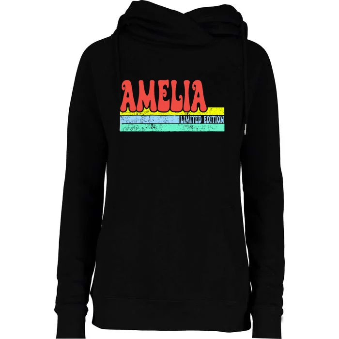 Amelia Name Personalized Cute Idea Womens Funnel Neck Pullover Hood