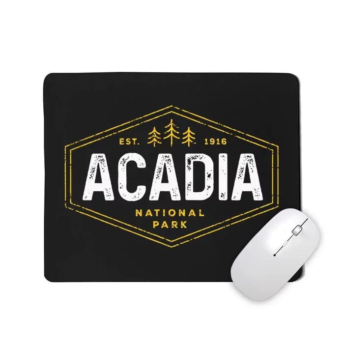 Acadia National Park Vintage Tree Hexagon Badge Hiking Mousepad