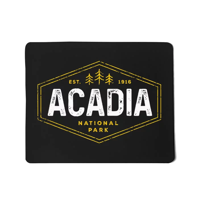 Acadia National Park Vintage Tree Hexagon Badge Hiking Mousepad