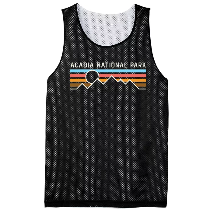 Acadia National Park Retro Mountain Lines Camping Hiking Mesh Reversible Basketball Jersey Tank