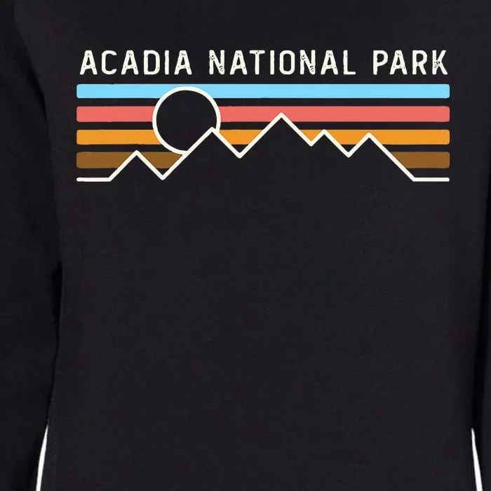 Acadia National Park Retro Mountain Lines Camping Hiking Womens California Wash Sweatshirt