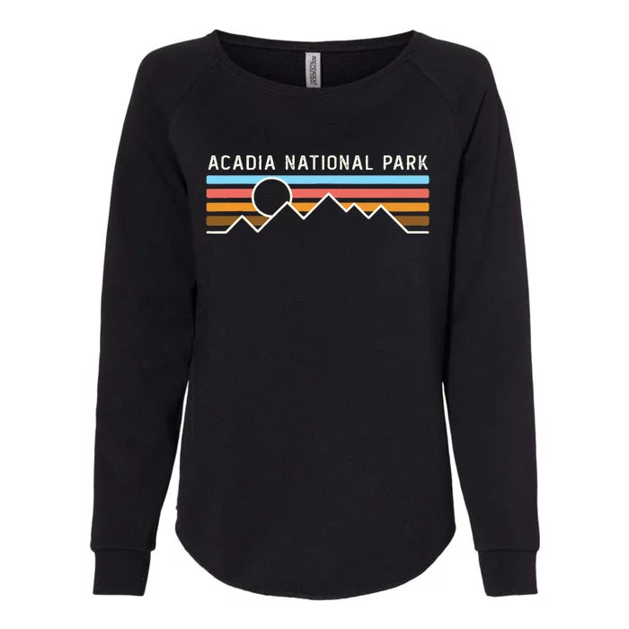 Acadia National Park Retro Mountain Lines Camping Hiking Womens California Wash Sweatshirt