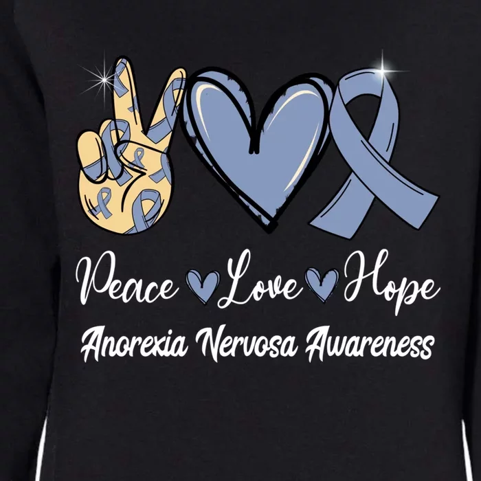 Anorexia Nervosa Peace Love Hope Perwinkle Blue Ribbon Gift Womens California Wash Sweatshirt