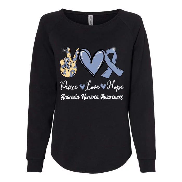 Anorexia Nervosa Peace Love Hope Perwinkle Blue Ribbon Gift Womens California Wash Sweatshirt