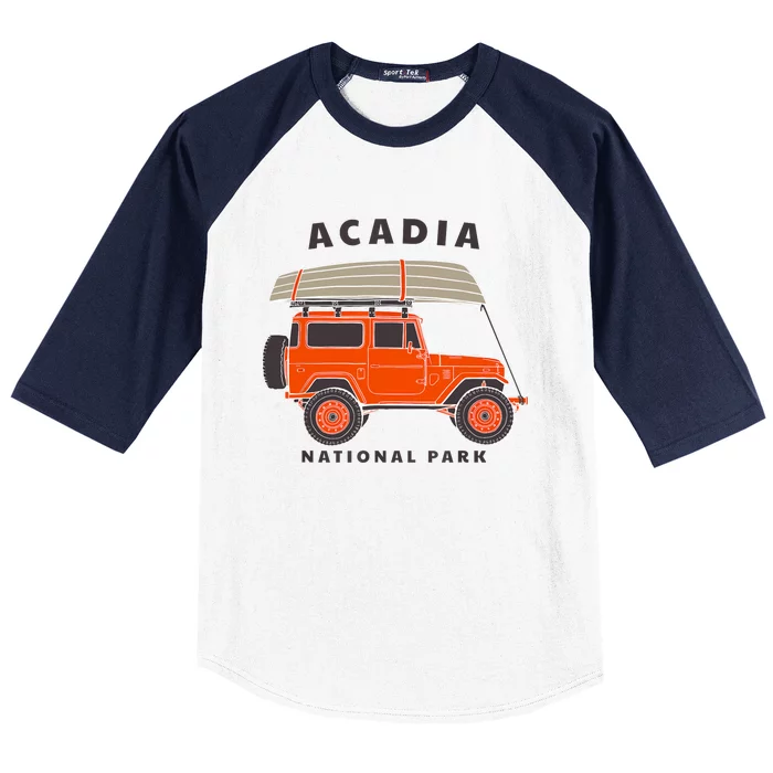 Acadia National Park Vintage Maine Souvenir Retro Gift Baseball Sleeve Shirt