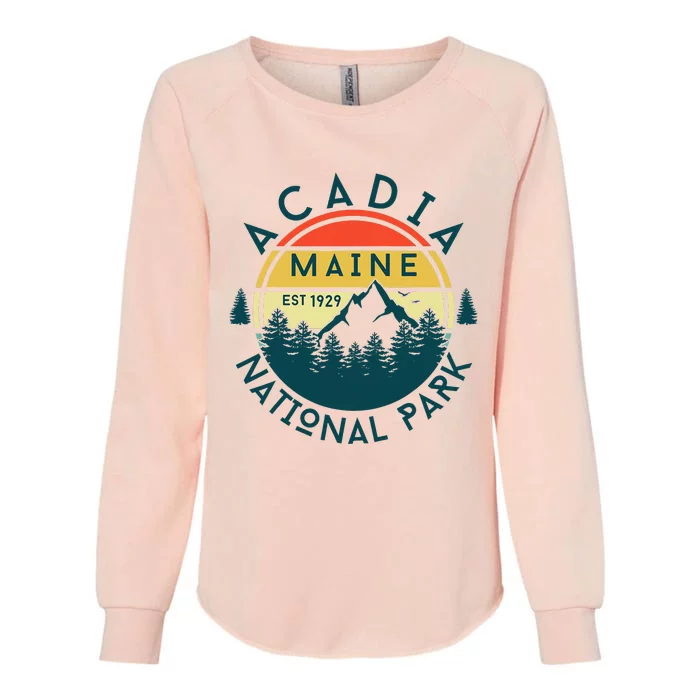 Acadia National Park Maine Mountains Nature Hiking Retro Womens California Wash Sweatshirt