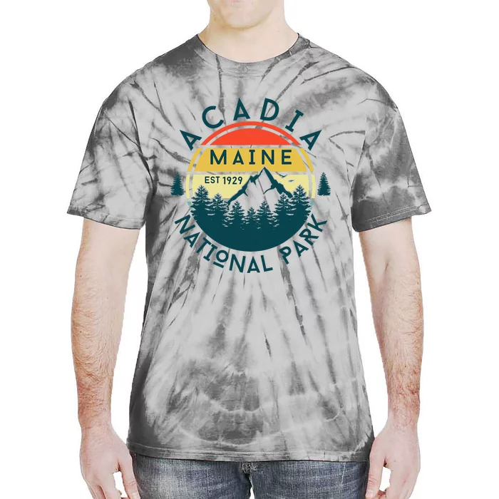 Acadia National Park Maine Mountains Nature Hiking Retro Tie-Dye T-Shirt