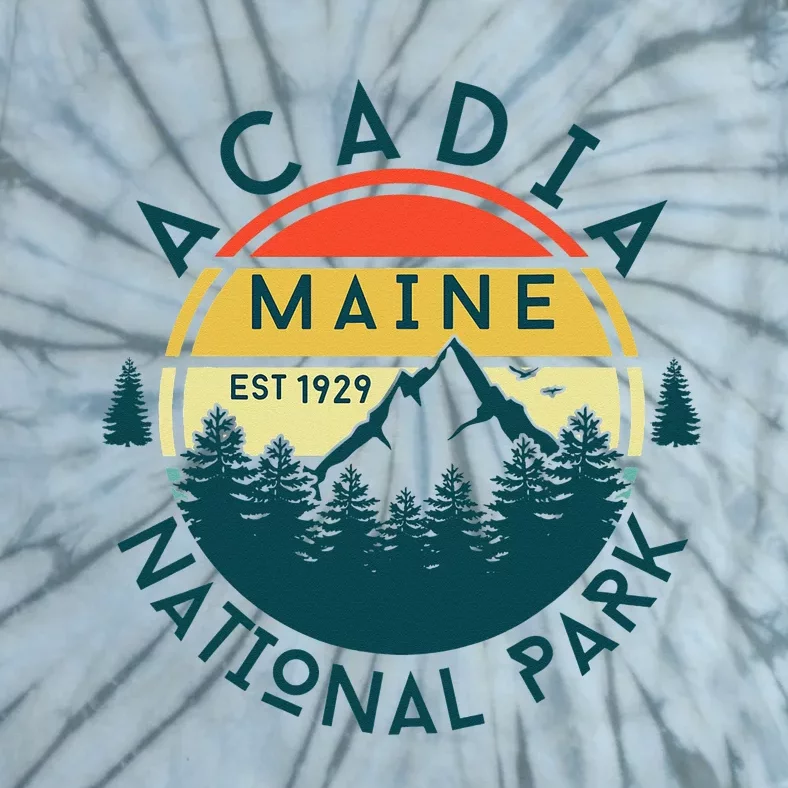 Acadia National Park Maine Mountains Nature Hiking Retro Tie-Dye T-Shirt