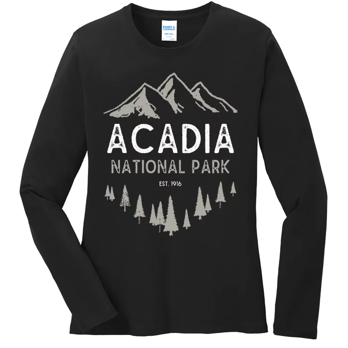 Acadia National Park Est 1916 Vintage Maine Ladies Long Sleeve Shirt