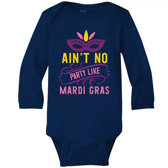 Ain't No Party Like Mardi Gras Baby Long Sleeve Bodysuit