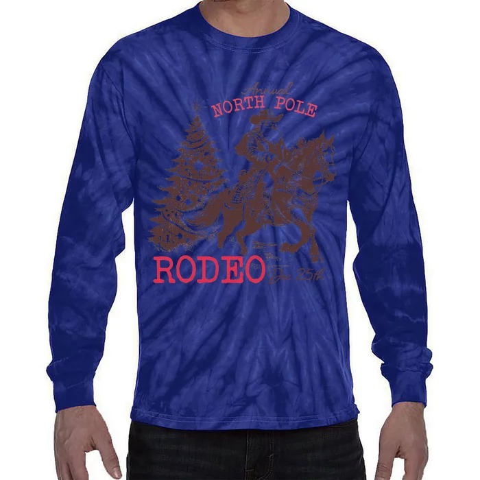 Annual North Pole Rodeo Funny Santa Jingle Horse Christmas Tie-Dye Long Sleeve Shirt