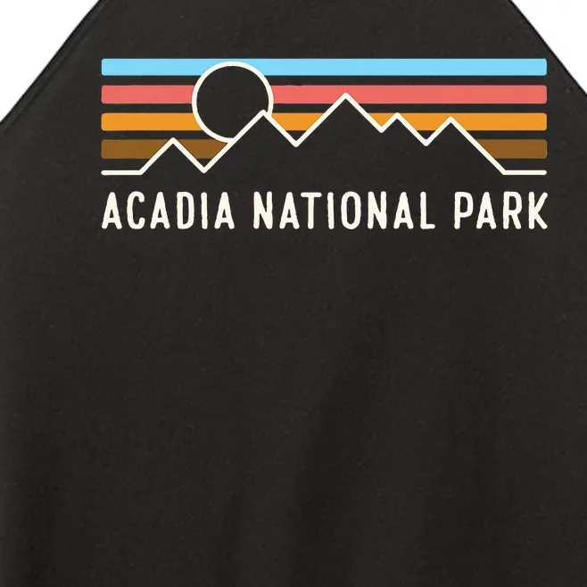 Acadia National Park Retro Mountain Lines Camping Souvenir Women’s Perfect Tri Rocker Tank