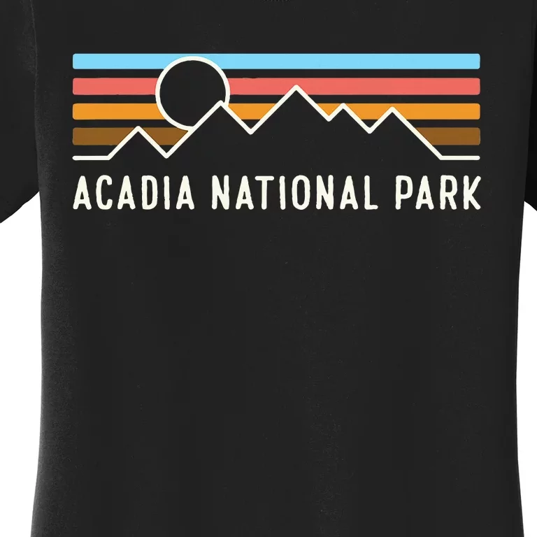 Acadia National Park Retro Mountain Lines Camping Souvenir Women's T-Shirt