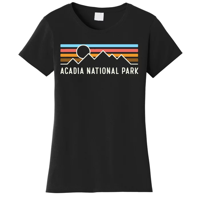 Acadia National Park Retro Mountain Lines Camping Souvenir Women's T-Shirt