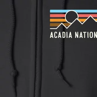 Acadia National Park Retro Mountain Lines Camping Souvenir Full Zip Hoodie