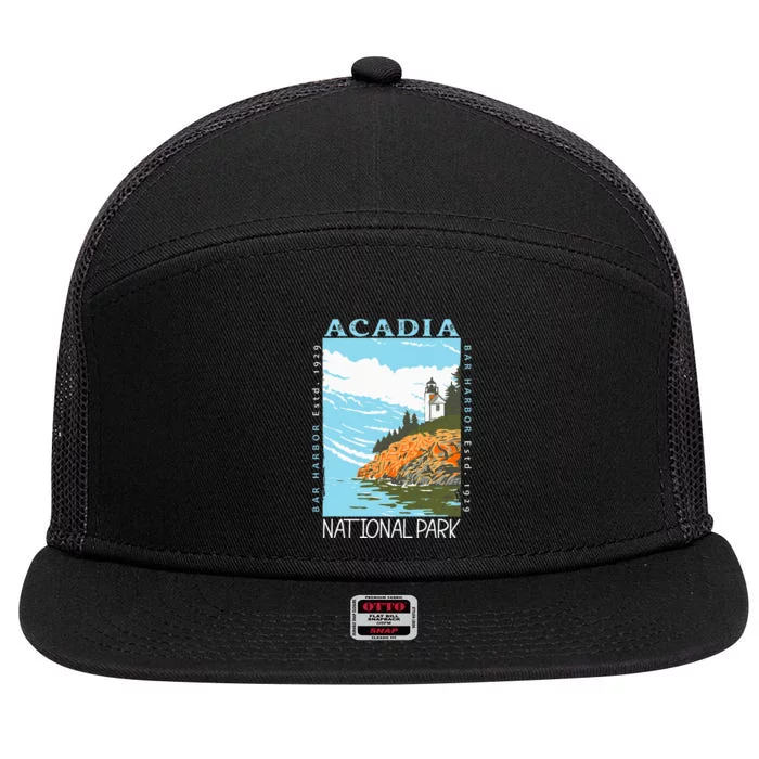 Acadia National Park Bar Harbor Maine Vintage 7 Panel Mesh Trucker Snapback Hat