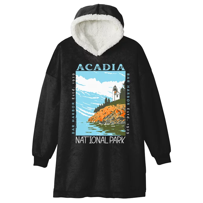 Acadia National Park Bar Harbor Maine Vintage Hooded Wearable Blanket