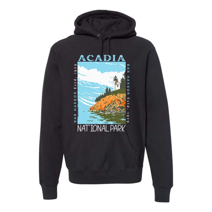 Acadia National Park Bar Harbor Maine Vintage Premium Hoodie