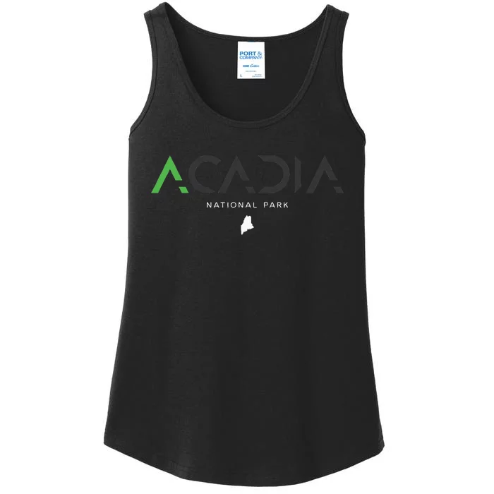 Acadia National Park Maine Tonal Retro Vintage Ladies Essential Tank