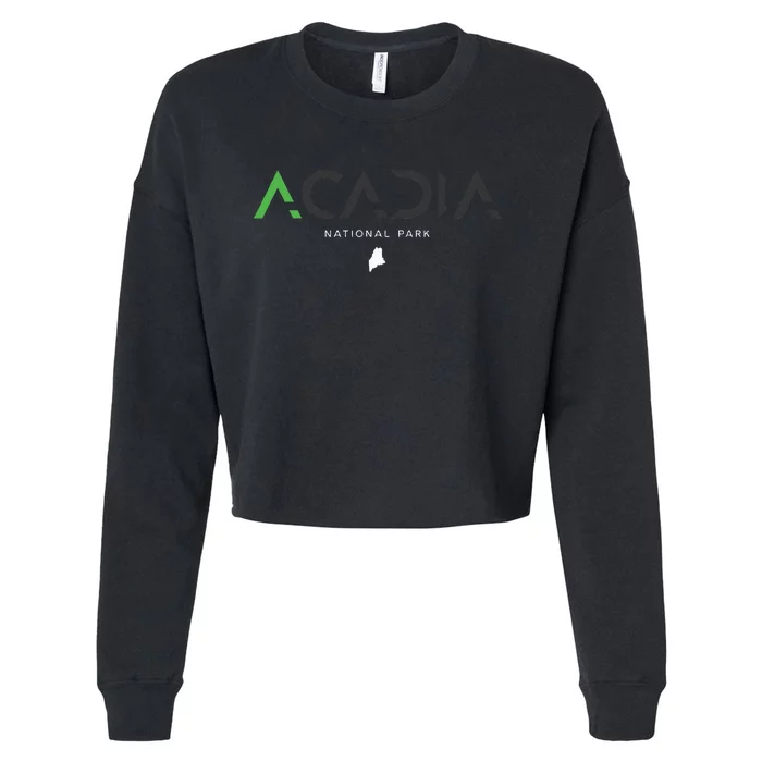 Acadia National Park Maine Tonal Retro Vintage Cropped Pullover Crew