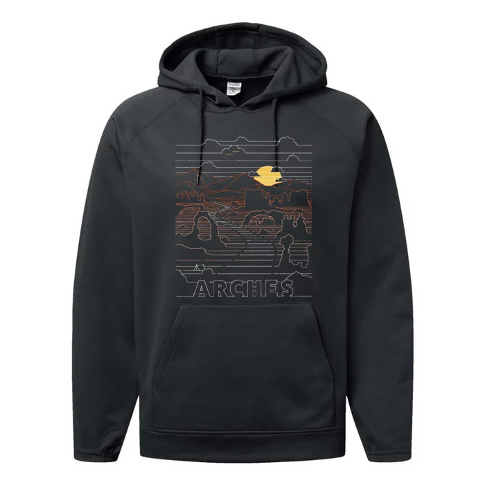 Arches National Park Delicate Arch Moab Utah Performance Fleece Hoodie