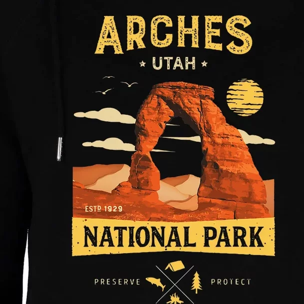 Arches National Park Delicate Arch Womens Funnel Neck Pullover Hood