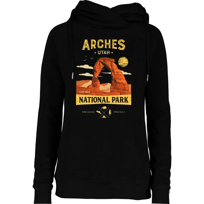 Arches National Park Delicate Arch Womens Funnel Neck Pullover Hood