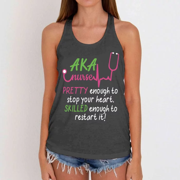 Aka Nurse Pretty To Stop Your Heart Nurse Week Gift Women's Knotted Racerback Tank