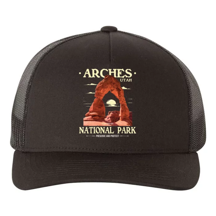 Arches National Park Retro Hiking & Camping Lover Yupoong Adult 5-Panel Trucker Hat