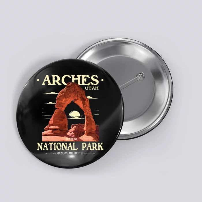 Arches National Park Retro Hiking & Camping Lover Button