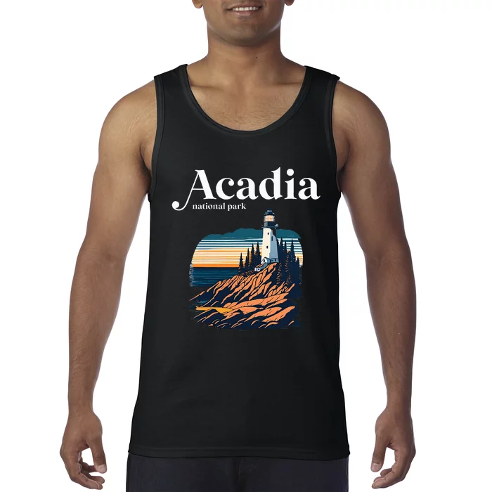 Acadia National Park Maine Retro Style Tank Top