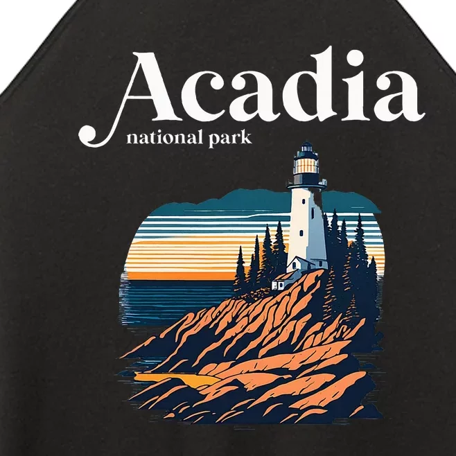 Acadia National Park Maine Retro Style Women’s Perfect Tri Rocker Tank