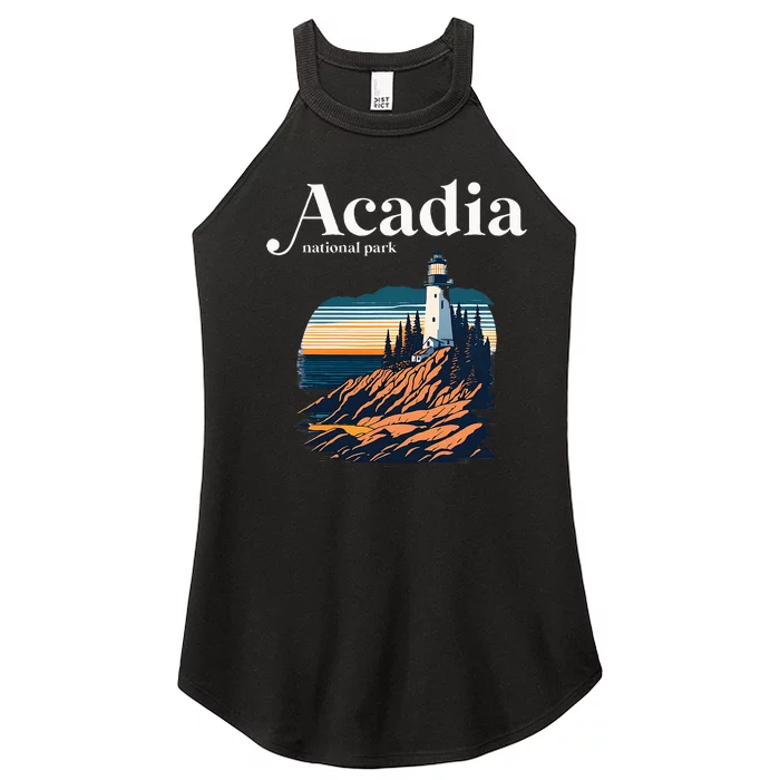 Acadia National Park Maine Retro Style Women’s Perfect Tri Rocker Tank