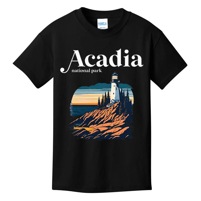 Acadia National Park Maine Retro Style Kids T-Shirt