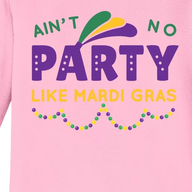 Ain't No Party Like Mardi Gras Beads Celebration Baby Long Sleeve Bodysuit