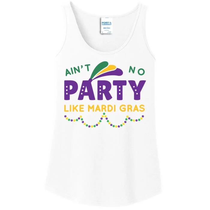 Ain't No Party Like Mardi Gras Beads Celebration Ladies Essential Tank