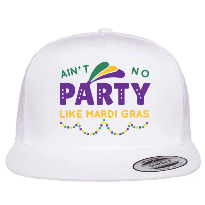 Ain't No Party Like Mardi Gras Beads Celebration Flat Bill Trucker Hat