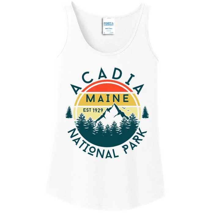 Acadia National Park Maine Mountains Nature Hiking Retro Ladies Essential Tank